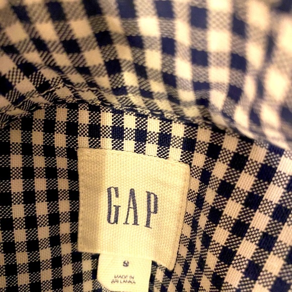 Men's GAP Navy Checkered Button Down Shirt - Picture 5 of 16